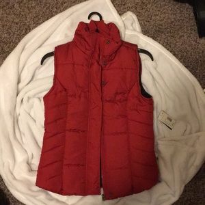 Red puffer vest